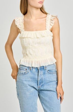 Wayf Kristina Smock Georgette Top in Cream at Nordstrom, Size X-Large