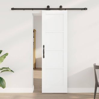 Berkfield Home Sliding Door with Hardware Set White 61x198.5 cm Solid Wood Pine