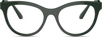 Swarovski square frame sculpted arm glasses - women - Acetate - 52 - Green