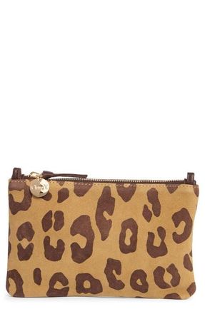Clare Vivier Pablo Suede Feline Print Clutch in Lark/Brown at Nordstrom