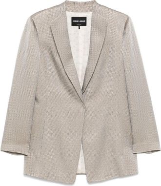 Giorgio Armani Textured Nickel Grey Blazer With English Rear Vents