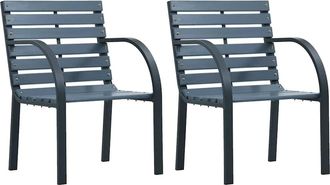 vidaXL Vidaxl - Sillas De Jard&iacute;n 2 Unidades Madera Maciza Abeto Gris Y Acero