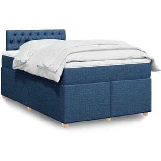 vidaXL Cama Box Spring Con Colch&oacute;n Tela Azul 120x190 Cm Vidaxl