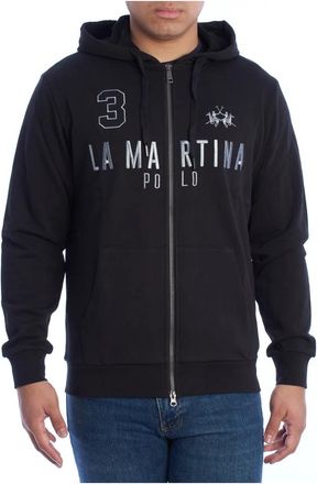 La Martina Hooded Zip-Up Sweatshirt - Heren - Vesten met rits - Zwart - S - Katoen - Hoodies & sweatvesten