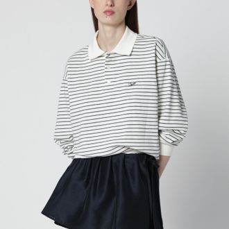 Dunst Ivory striped polo shirt with embroidered logo