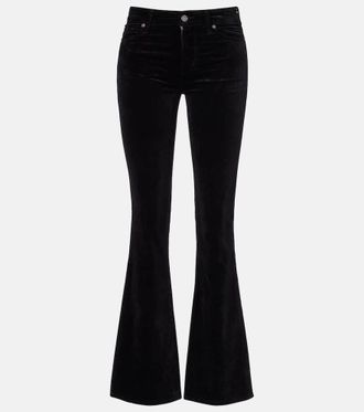 7 For All Mankind Leggy Bootcut mid-rise cotton-blend velvet bootcut pants