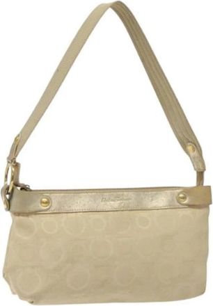 Ferragamo Tweedehands Canvas handtassen - Dames - Vintage Handtas - Beige - ONE Size - Leer - Vintage