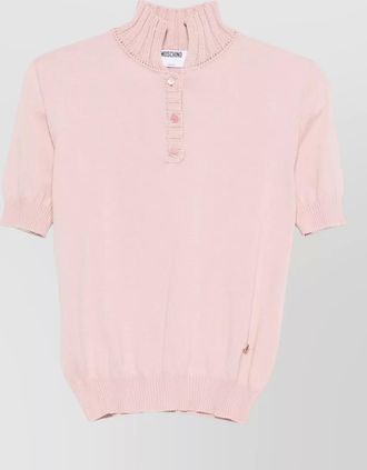 Moschino ribbed short-sleeve side-tie knitted top