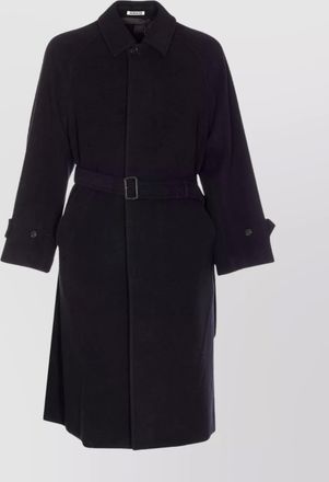 Auralee tailored wool coat with belt and split