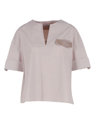 Antonelli Boxy V Notch Sequined T-Shirt