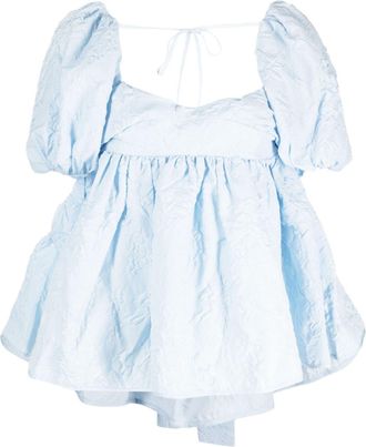 Cecilie Bahnsen Sari floral-jacquard blouse - women - Polyester/Polyamide - 12 - Blue