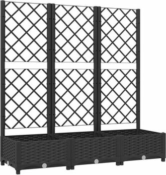 vidaXL Jardinera con enrejado pp negro 120x40x121,5cm Vidaxl