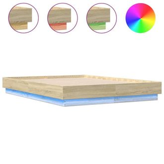 Berkfield Home Bed Frame with LED without Mattress Sonoma Oak 120x190 cm Small Double in Light Tan