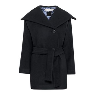 Inwear Belted Coats, female, Blue, S, Marine Blue Collar Coat with Wide Belt