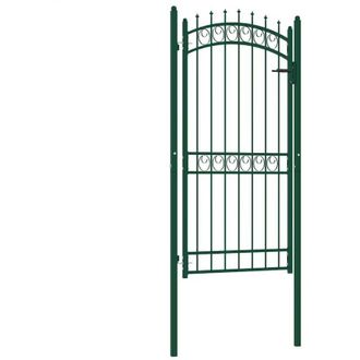 vidaXL Puerta De Valla Con Picos Acero Verde 100x200 Cm Vidaxl