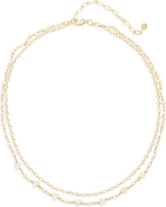 Panacea Layered Crystal & Faux Pearl Necklace in White at Nordstrom Rack