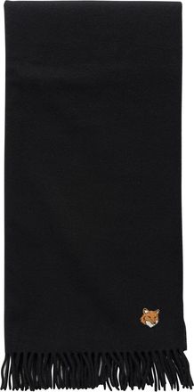 Maison Kitsuné Virgin Wool Fox Scarf Scarves Black