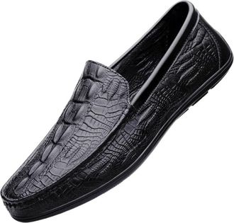 Generic Mens Slip On Loafers Comfortable Moccasin Driving Shoes Casual Footwear Wide Width Soft Sole Lazy Shoes for Men(10.5) Black