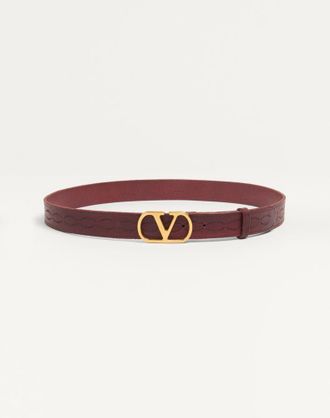 Valentino Garavani Cintura VLogo Signature In Vitello 30 Mm Uomo DARK AUBERGINE 085