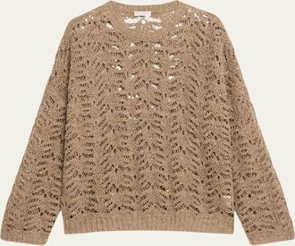 Brunello Cucinelli Paillette Lace Knit Crewneck Sweater
