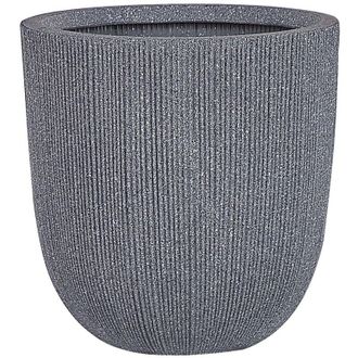 Beliani Maceta De Poli Resina Gris Jardinera De Flores 48 X &Oslash; 44 Cm Accesorios De Decoraci&oacute;n Interior Al Aire Libre Minimalista Moderno Chios