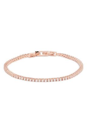 Nordstrom 2mm Cubic Zirconia Tennis Bracelet in Clear- Rose Gold at Nordstrom