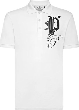 Philipp Plein Polo Shirt SS Gothic Plein - Heren - Polos - Wit - 5XL - Katoen - Tops