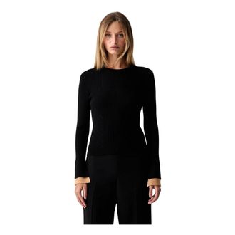 Twinset Truien & Vesten, Dames, Zwart, L, Polyester, Pullover met gelaagd effect
