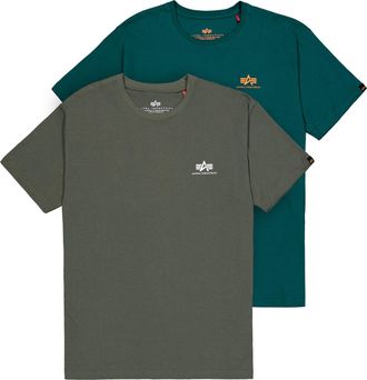 Alpha Industries T-Shirt ALPHA INDUSTRIES Basic T-Shirt SL 2 Pack, Herren, Gr. 3XL, schwarz olive, force gr&uuml;n, Obermaterial: 100% Baumwolle, Shirts T-Shirt