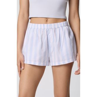 Florence By Mills Classic Cotton Blend Boxer Shorts in Wht Blue Stripe at Nordstrom, Size Xx-Small