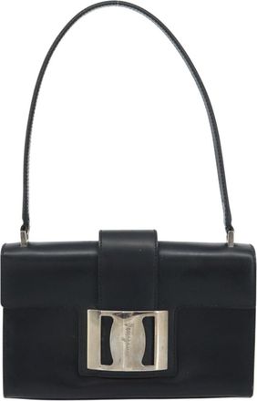 Ferragamo Vala Handbag Leather Black Leather Handbag (Pre-Owned)