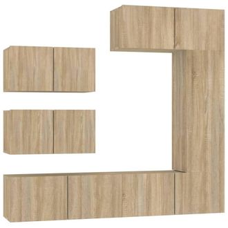 Berkfield Home 6 Piece TV Cabinet Set Sonoma Oak Engineered Wood in Light Tan