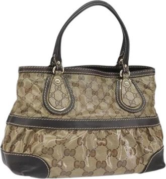 Gucci Pre-owned Vintage GG Canvas Tote Bag - Dames - Vintage Handtas - Beige - ONE Size - Leer - Vintage