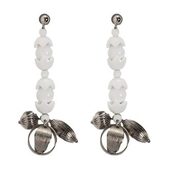 Marni Lange Oorbellen - Dames - Oorbellen - Wit - ONE Size - Satijn - Accessoires