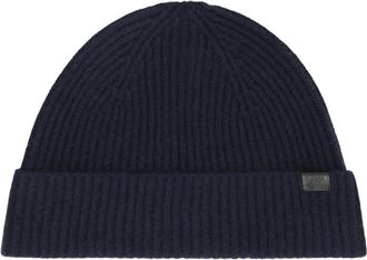 BOSS ribbed beanie hat - men - Virgin Wool/Cashmere - One Size - Blue