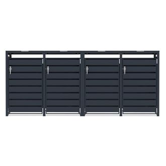 MonsterShop Quadruple Wheelie Bin Metal Storage - Anthracite Grey