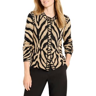 Nic+Zoe Animal Print Jacquard Cardigan in Neutral Multi at Nordstrom Rack, Size Medium P