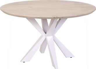 Wanderlust Deco Mesa de comedor de madera blanca 130x130x77 alt. cm