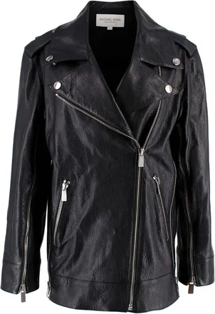 Michael Kors Collection Black Leather Biker Jacket Size XXS