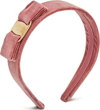 Ferragamo Cerchietto in velluto con fiocco - Rosa