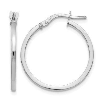Diamond2Deal 14K White Gold Polished Round Shape Hoop Earrings