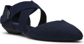 Anne Klein Oswaldo Pointed Toe Flat in Navy Mette Stretch at Nordstrom Rack, Size 7.5