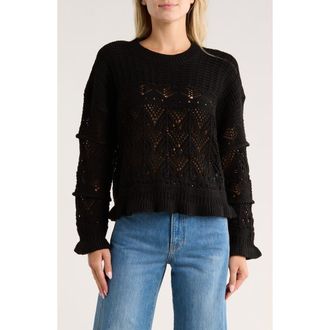 Parker Ruffle Textured Crop Sweater in Rich Black at Nordstrom Rack, Size Xx-Small