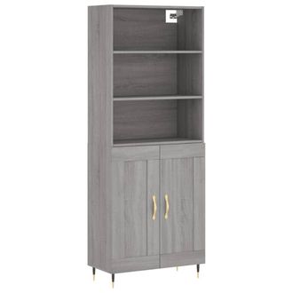 vidaXL Aparador Alto Madera Contrachapada Gris Sonoma 69,5x34x180 Cm Vidaxl
