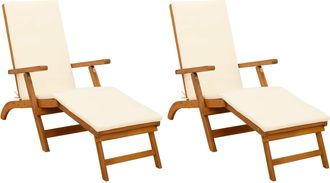 vidaXL Recliner Y Tumbona Plegable 2 Uds. Madera De Acacia S&oacute;lida Vidaxl