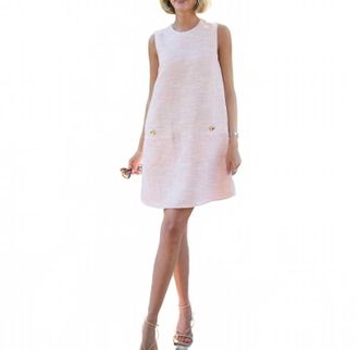 Sail to Sable Tweed Sleeveless Shift Dress In Blush