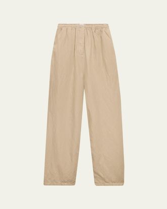 Prada Drawstring Cotton-Linen Pants