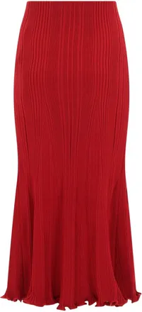 Self Portrait Viscose-Blend Midi Skirt - Red