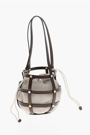 Staud Leather ELLIE Bag with Cut Out and Golden Effect Details size Unica