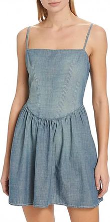 Re/Done Chambray Gathered Dress In Paradise Cove